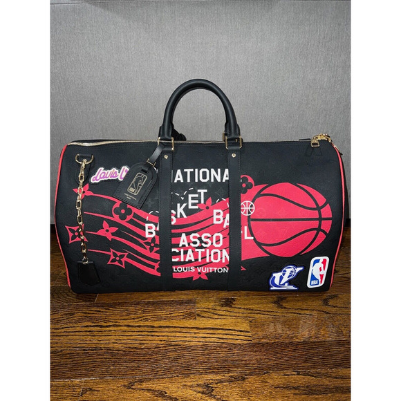 Louis Vuitton Keepall Bandouliere 55 NBA LV Black Basketball Weekend Travel Bag - Picture 2 of 12